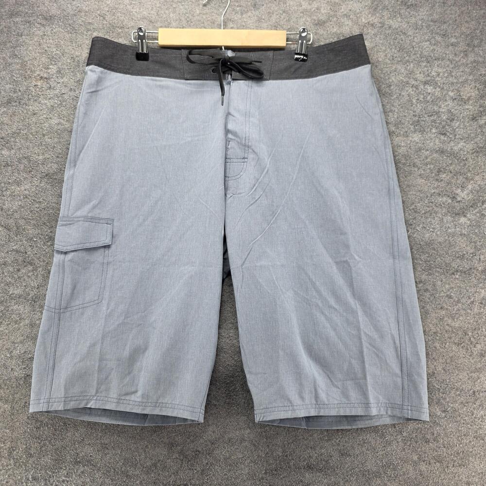 American Tall Board Shorts Mens 40 Gray Colorblock Drawstring Pockets Stretch